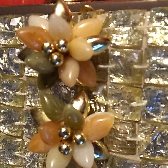 Vintage multi stone clip earrings - Picture 3 of 5